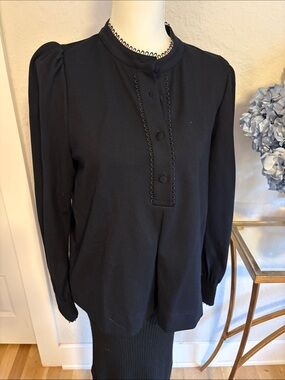 Me + Em Women's Black Long-Sleeve Button Placket TopNWOT